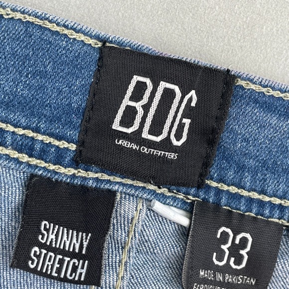 BDG Urban Outfitters Skinny Stretch Retro Stripe Jeans Blue Men 33 70s 80s Indie - Picture 6 of 10